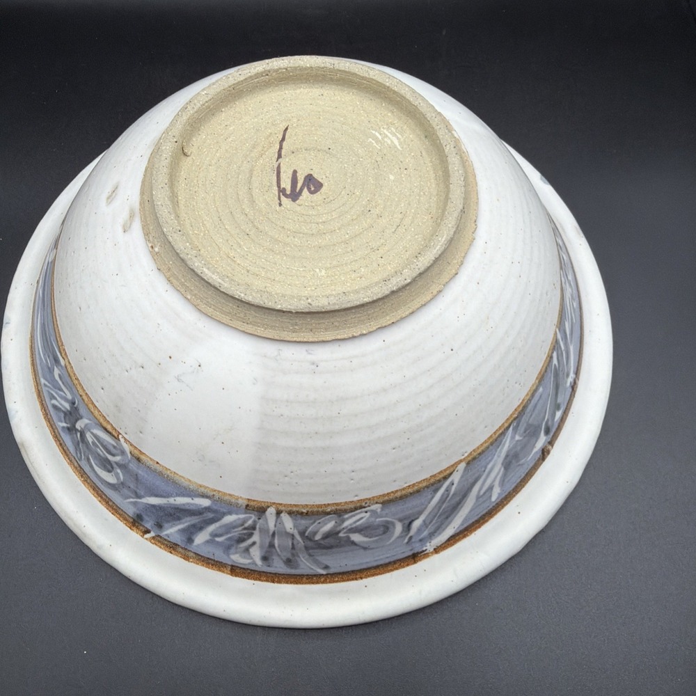 VTG Artist Signed Studio Pottery Large Serving Bowl Glazed Stoneware Signed 12" - Picture 6 of 7